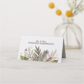 Gedesmuteerde botanische stoffen Theme Wedding Plaatskaartje (Voorkant)