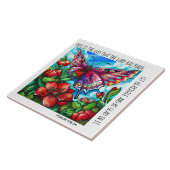 Gedespileerde vlinder en bloemen met verse psalm 1 tegeltje (Zijkant)