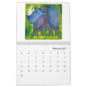 Gedessineerde dieren waterverf kunst kalender (Feb 2027)