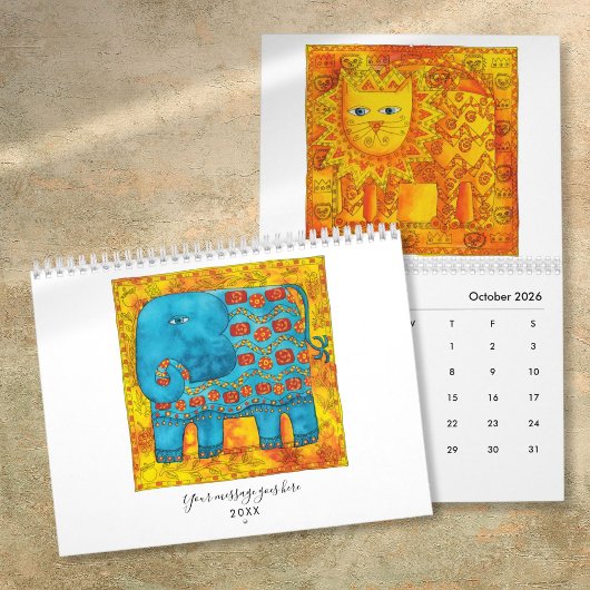 Gedessineerde dieren waterverf kunst kalender