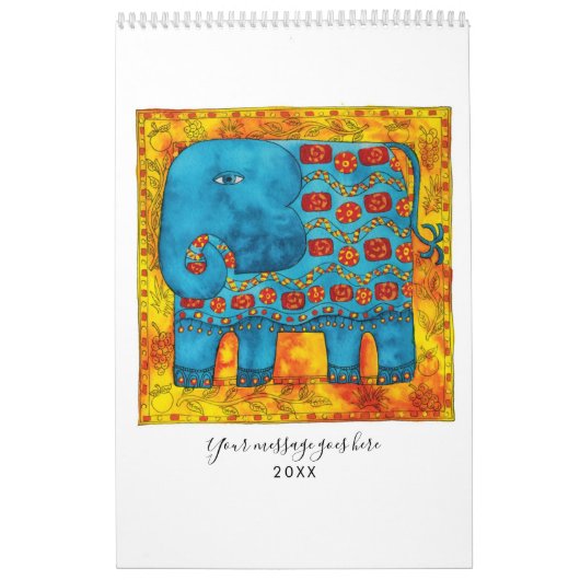 Gedessineerde dieren waterverf kunst kalender (Hoes)