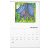 Gedessineerde dieren waterverf kunst kalender (Feb 2027)