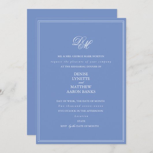 Gedestemde bruiloft in Cornflower Blue Kaart (Voorkant / Achterkant)