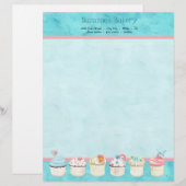 Gedestilleerde cupcakes, aangepaste taart, kantoor custom briefhoofd (Voorkant / Achterkant)