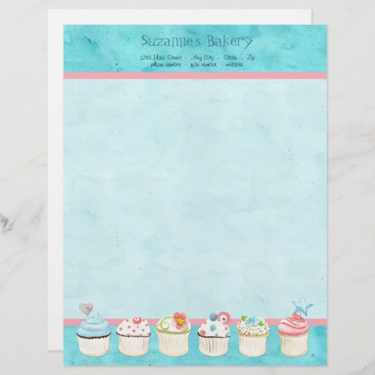 Gedestilleerde cupcakes, aangepaste taart, kantoor custom briefhoofd (Voorkant / Achterkant)