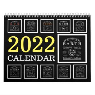 Gedetailleerd astronomisch symbool kalender