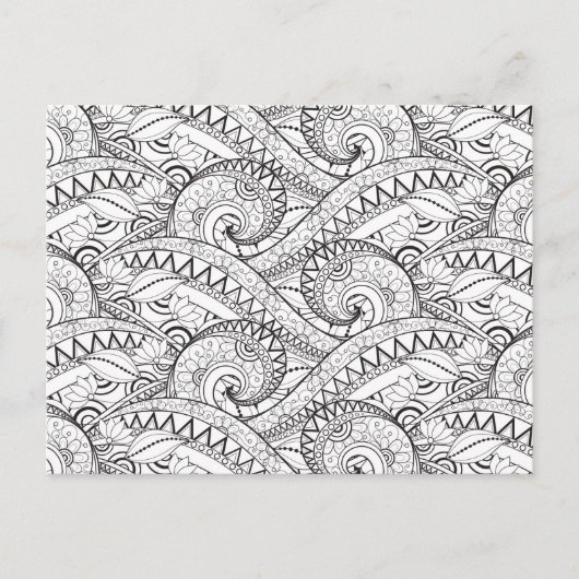 Gedetailleerd bloemenpatroon Doodle Briefkaart (Voorkant)