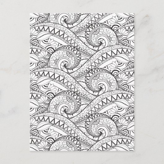 Gedetailleerd bloemenpatroon Doodle Briefkaart (Voorkant)