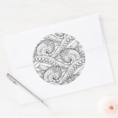 Gedetailleerd bloemenpatroon Doodle Ronde Sticker (Envelop)