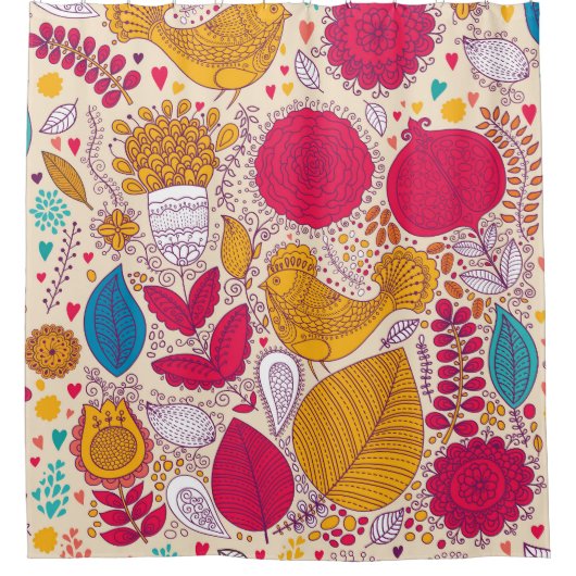 Gedetailleerd  bloemenpatroonontwerp douchegordijn (Voorkant)