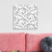 Gedetailleerd bloemmotief Doodle 6 Canvas Afdruk (Insitu (Woonkamer))