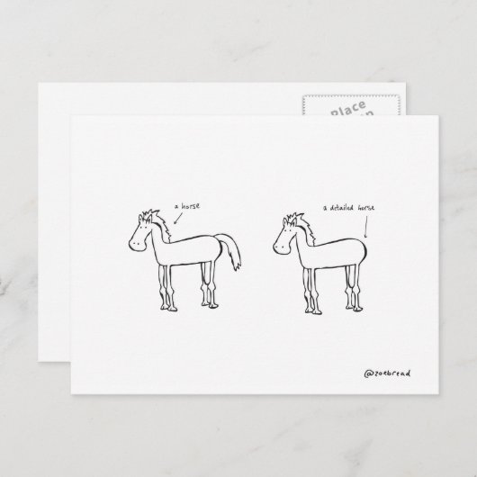 gedetailleerd briefkaart paard (Voorkant / Achterkant)