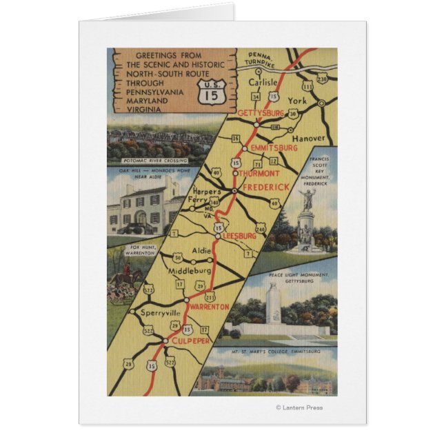 Gedetailleerd Briefkaart van Route 15 (Voorkant)