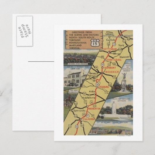 Gedetailleerd Briefkaart van Route 15 (Voorkant / Achterkant)