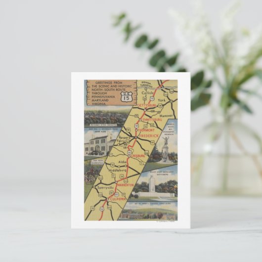 Gedetailleerd Briefkaart van Route 15 (Staand voorkant)