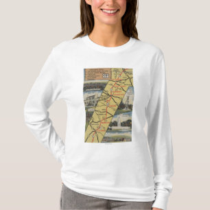 Gedetailleerd Briefkaart van Route 15 T-shirt