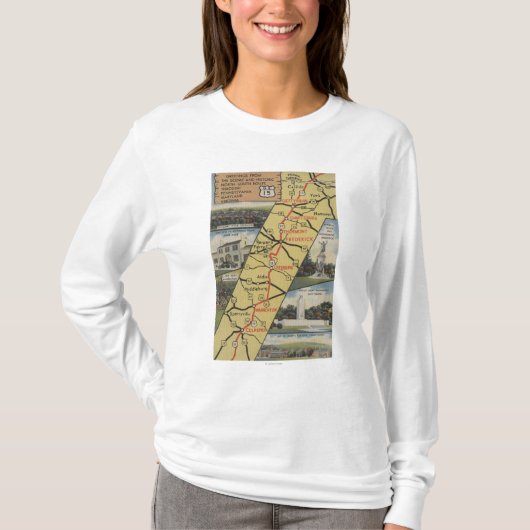 Gedetailleerd Briefkaart van Route 15 T-shirt (Voorkant)