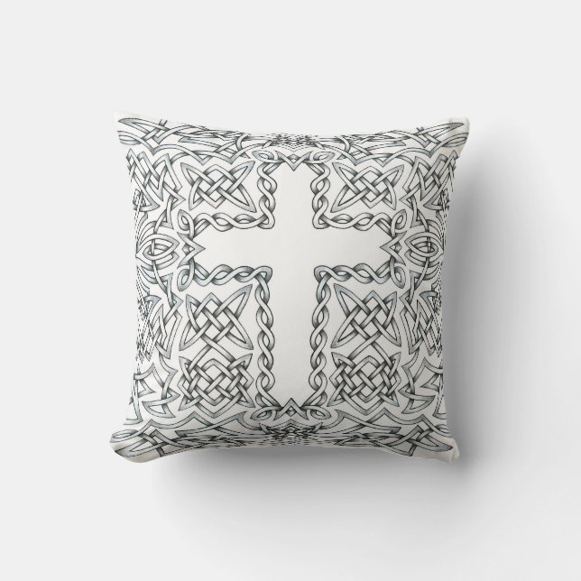 Gedetailleerd Celtic Cross Pattern Pillow Hoesje Kussen (Voorkant)