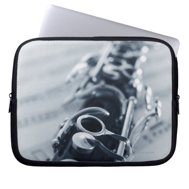 Gedetailleerd Clarinet Laptop Sleeve (Voorkant)