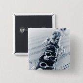Gedetailleerd Clarinet Vierkante Button 5,1 Cm (Voorkant /achterkant)