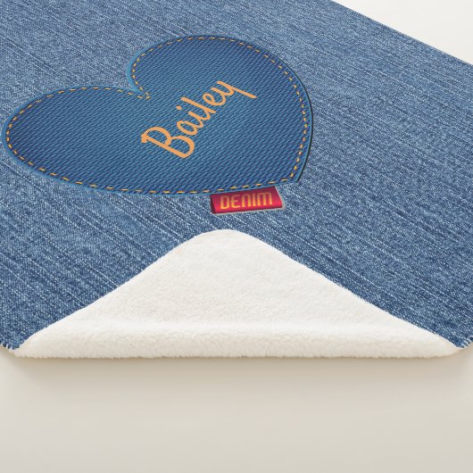 Gedetailleerd denim Pattern Gold - persoonlijk har Sherpa Deken (3/4)