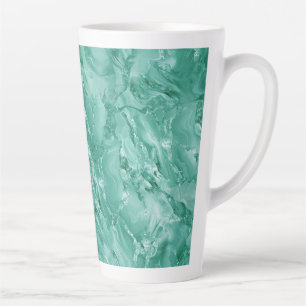 Gedetailleerd Draaiend Marmerachtig in Teal Groen Latte Mok