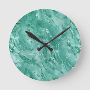 Gedetailleerd Draaiend Marmerachtig in Teal Groen Ronde Klok