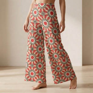 Gedetailleerd etnisch rood Arabesque geometrisch p Stof