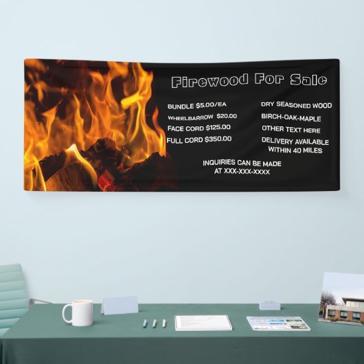 Gedetailleerd Firewood aanpassen voor verkoopactiv Spandoek (Beurs)