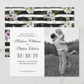 Gedetailleerd Floral Striped Patroon - Sla de datu Save The Date (Voorkant / Achterkant)