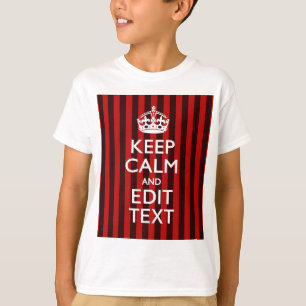 Gedetailleerd Keep Calm Jouw tekst Red Stripes Dec T-shirt