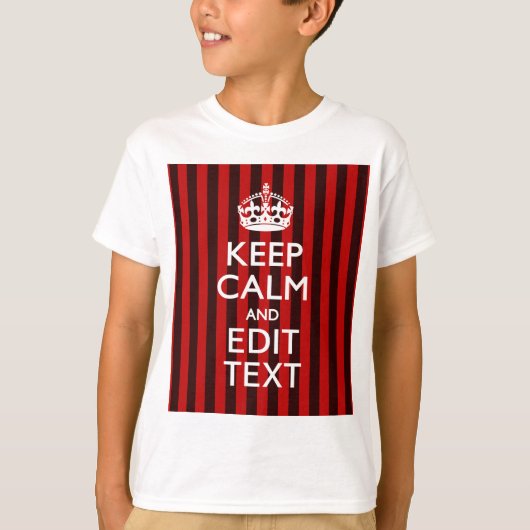 Gedetailleerd Keep Calm Jouw tekst Red Stripes Dec T-shirt (Voorkant)