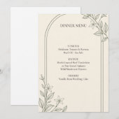 Gedetailleerd Olijf Botanisch Trouw Diner Menu (Voorkant / Achterkant)