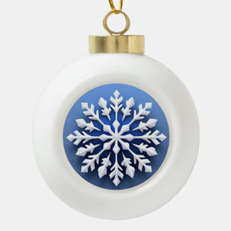 Gedetailleerd ontwerp van de witte sneeuwvlok keramische bal ornament