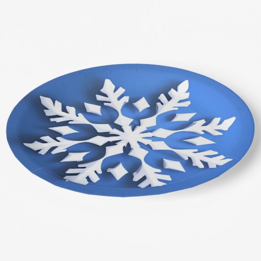 Gedetailleerd ontwerp van de witte sneeuwvlok papieren bordje (Gekanteld)