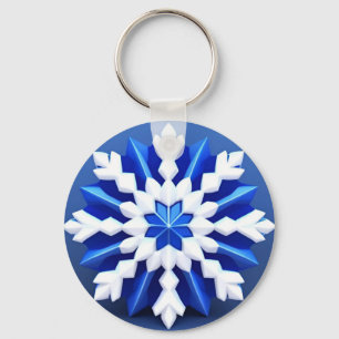 Gedetailleerd ontwerp van witte sneeuwvlokken sleutelhanger