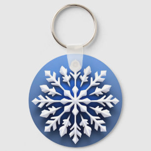 Gedetailleerd ontwerp van witte sneeuwvlokken sleutelhanger