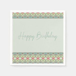 Gedetailleerd Roze Floral Patroon Servet
