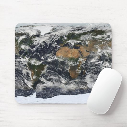 Gedetailleerd satellietuitzicht van de aarde muismat (Met muis)