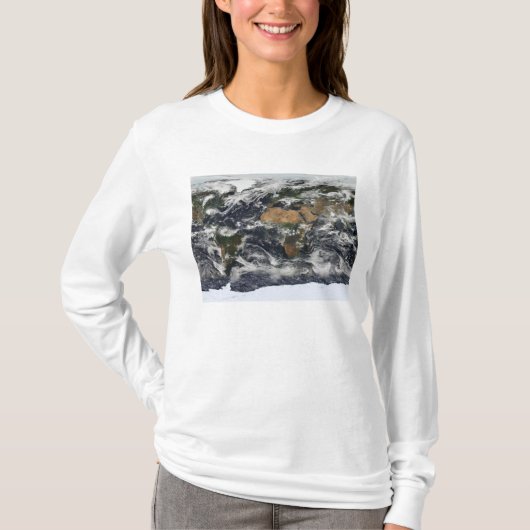 Gedetailleerd satellietuitzicht van de aarde t-shirt (Voorkant)