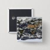 Gedetailleerd satellietuitzicht van de aarde vierkante button 5,1 cm (Voorkant /achterkant)