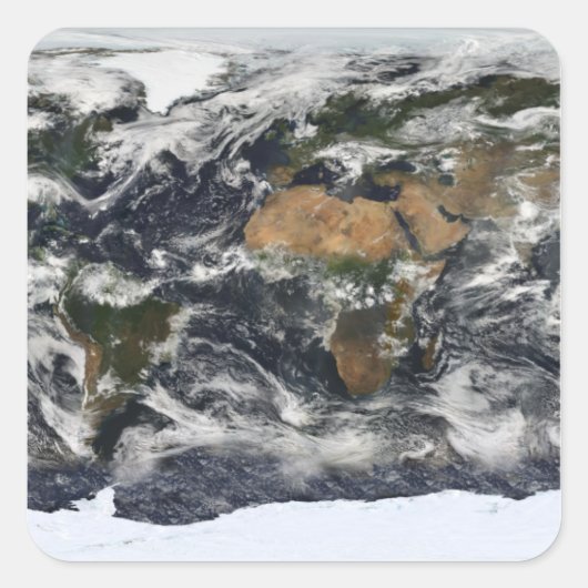 Gedetailleerd satellietuitzicht van de aarde vierkante sticker (Voorkant)