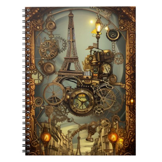 Gedetailleerd Steampunk Fantasy notitieboek (Voorkant)