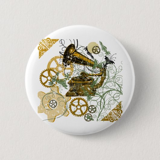 Gedetailleerd Steampunk-ontwerp van de look Ronde Button 5,7 Cm (Voorkant)