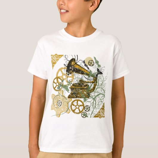 Gedetailleerd Steampunk-ontwerp van de look T-shirt (Voorkant)