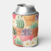 Gedetailleerd succulent, cactus naadloos patroon. blikjeskoeler (Blikje Voorkant)