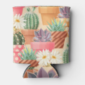 Gedetailleerd succulent, cactus naadloos patroon. blikjeskoeler (Voorkant)