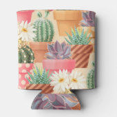 Gedetailleerd succulent, cactus naadloos patroon. blikjeskoeler (Achterkant)