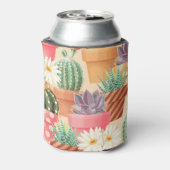 Gedetailleerd succulent, cactus naadloos patroon. blikjeskoeler (Blikje Achterkant)