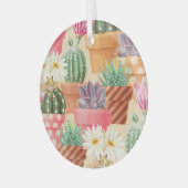 Gedetailleerd succulent, cactus naadloos patroon. glas ornament (Voorkant links)